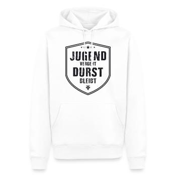 Jugend vergeht Durst bleibt - Männer Premium Bio Hoodie - Weiß - Vorne - Nico (187cm)