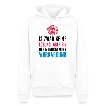 KEINE LÖSUNG, ABER EIN BEEINDRUCKENDER WORKAROUND - Männer Premium Bio Hoodie - Weiß - Vorne - Nico (187cm)