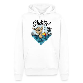 Shaka surfeur salutation Hawaii - Sweat à capuche Premium bio Homme - blanc - Devant - Nico (187cm)