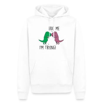 Dino Hug me, I'm trying - Men’s Premium Organic Hoodie - white - Front - Nico (187cm)