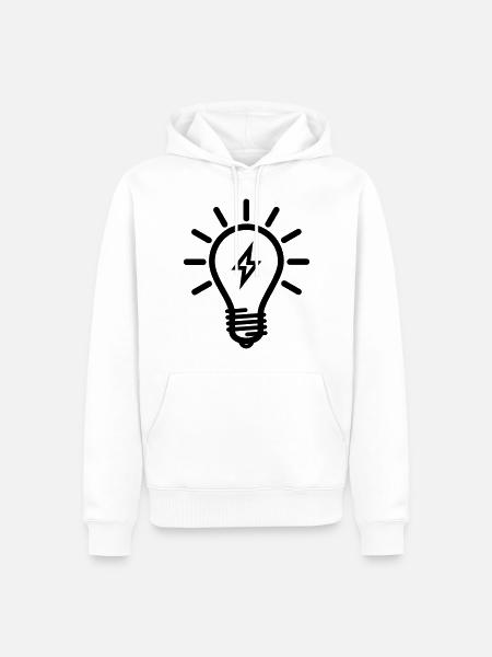 Glübirne mit Blitz - Männer Premium Bio Hoodie - Weiß