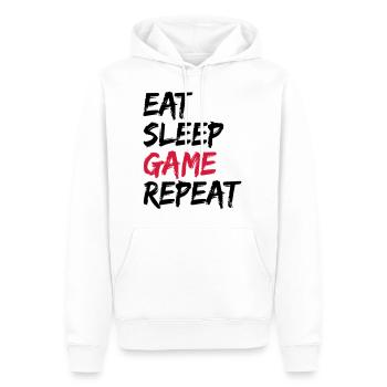 Manger dormir dormir répéter cadeau - Sweat à capuche Premium bio Homme - blanc - Devant - Nico (187cm)
