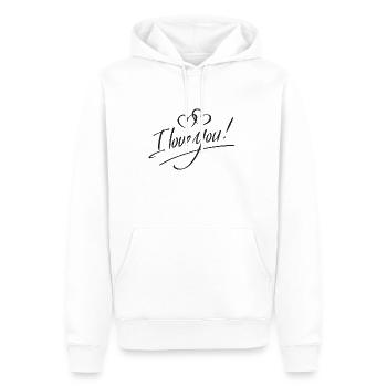 Je t’aime - Sweat à capuche Premium bio Homme - blanc - Devant - Nico (187cm)
