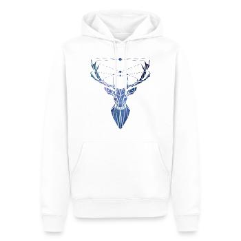 Hirsch - Männer Premium Bio Hoodie - Weiß - Vorne - Nico (187cm)