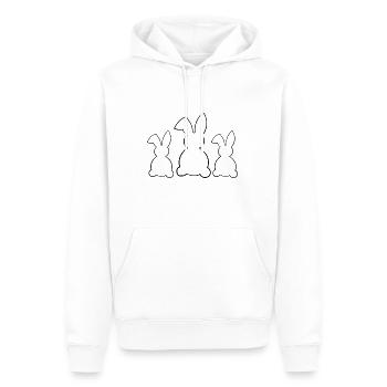 Silhouette de trois lapins en noir - Sweat à capuche Premium bio Homme - blanc - Devant - Nico (187cm)