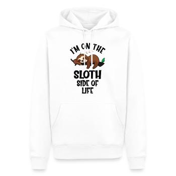 Drôle de paresseux - Sweat à capuche Premium bio Homme - blanc - Devant - Nico (187cm)