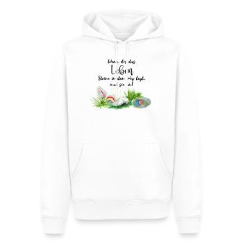 Wenn das Leben Steine in den Weg legt, mal sie an - Männer Premium Bio Hoodie - Weiß - Vorne - Nico (187cm)
