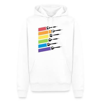 Chemises de fléchettes rétro pour hommes, femmes, Ligue de fléchettes - Sweat à capuche Premium bio Homme - blanc - Devant - Nico (187cm)