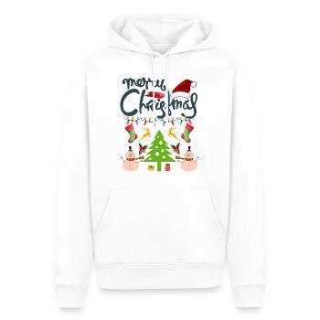 Frohe Weihnachten, Frohe Weihnachten, Frohe Weihnachten - Männer Premium Bio Hoodie - Weiß - Vorne - Nico (187cm)