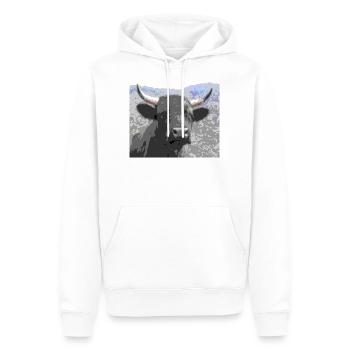 Vache Race d'Hérens - Sweat à capuche Premium bio Homme - blanc - Devant - Nico (187cm)