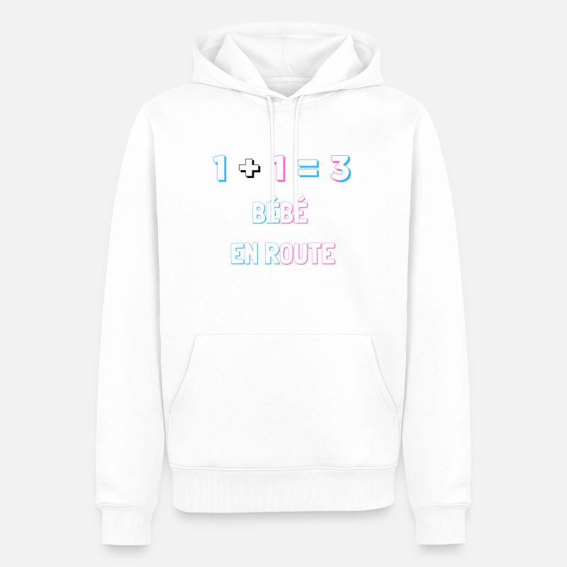 1+1=3 bébé en route - Sweat à capuche Premium bio Homme - blanc