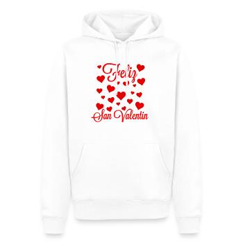 Saint-Valentin, Saint-Valentin, Saint-Valentin - Sweat à capuche Premium bio Homme - blanc - Devant - Nico (187cm)