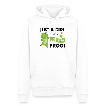 Juste une fille qui aime les grenouilles - Sweat à capuche Premium bio Homme - blanc - Devant - Nico (187cm)
