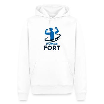 Homme fort - Sweat à capuche Premium bio Homme - blanc - Devant - Nico (187cm)