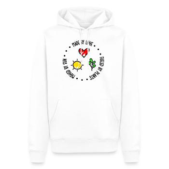 Amour soleil plantes vegan eco durabilité vert - Sweat à capuche Premium bio Homme - blanc - Devant - Nico (187cm)