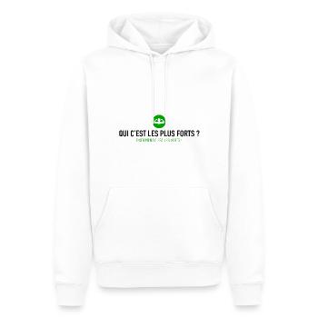 Supporter Saint-Etienne - Qui c'est les plus forts - Sweat à capuche Premium bio Homme - blanc - Devant - Nico (187cm)