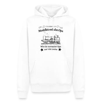 Modelleisenbahn Opa Eisenbahn Modelbauer Rentner - Männer Premium Bio Hoodie - Weiß - Vorne - Nico (187cm)