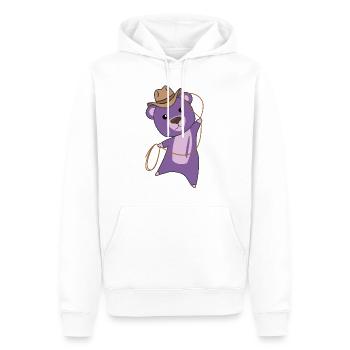 Cow-boy ours ours en peluche western violet - Sweat à capuche Premium bio Homme - blanc - Devant - Nico (187cm)
