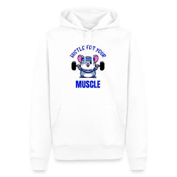 Maus Workout Krafttraining Lustiger Bodybuilder - Männer Premium Bio Hoodie - Weiß - Vorne - Nico (187cm)