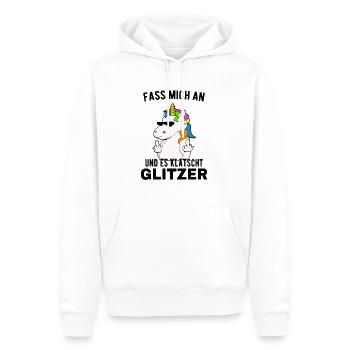 Einhorn zeigt Mittelfinger Es Klatscht Glitzer Fun - Männer Premium Bio Hoodie - Weiß - Vorne - Nico (187cm)