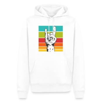 Vintage Rocker Handzeichen Rockmusik Retro Zeichen - Männer Premium Bio Hoodie - Weiß - Vorne - Nico (187cm)