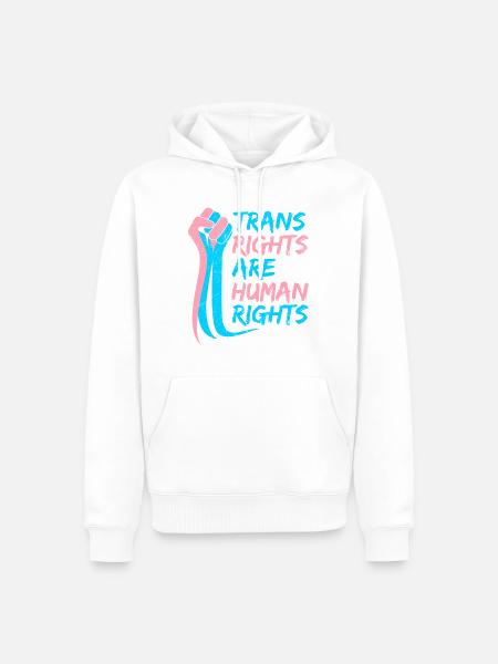 Trans Rights zijn mensenrechten Trans LGBT Pride - Mannen Premium Bio hoodie - wit