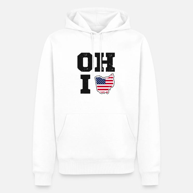 Ohio États-Unis drapeau de l’État - Sweat à capuche Premium bio Homme - blanc
