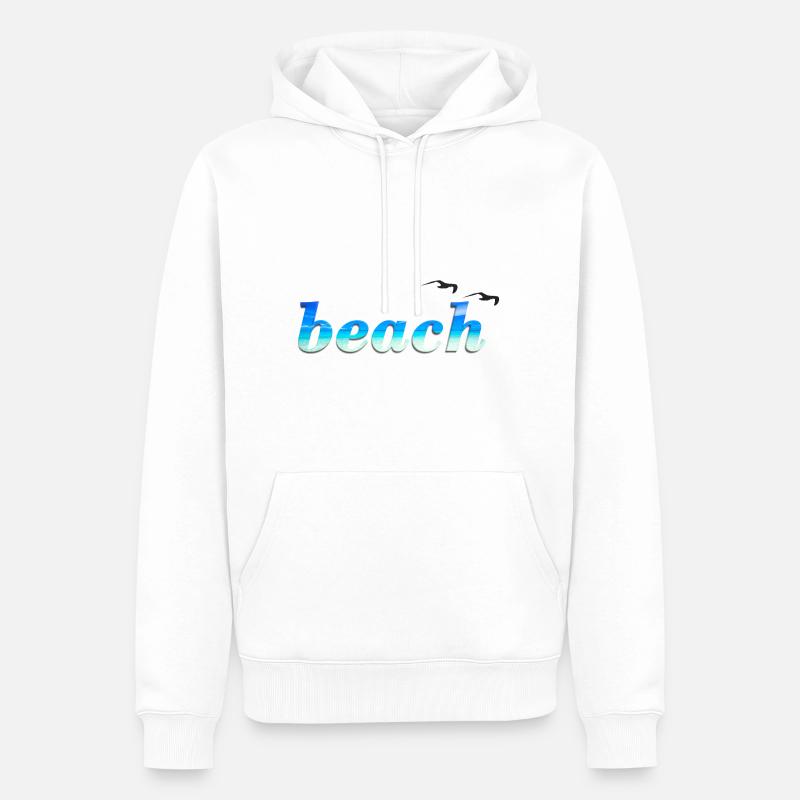 Plage 3D - Sweat à capuche Premium bio Homme - blanc
