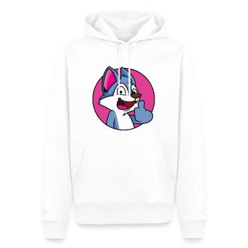 Pouce levé loup - Sweat à capuche Premium bio Homme - blanc - Devant - Nico (187cm)