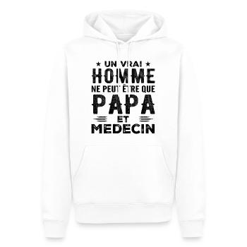 Un Vrai Homme N'est Que Papa et Médecin - Sweat à capuche Premium bio Homme - blanc - Devant - Nico (187cm)