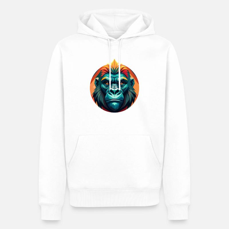 Gorille - Sweat à capuche Premium bio Homme - blanc