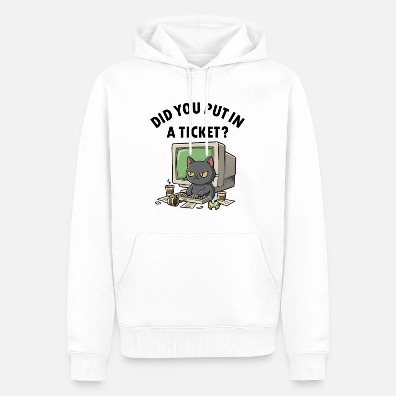 Helpdesk Cat demande, vous avez créé un ticket - Sweat à capuche Premium bio Homme - blanc