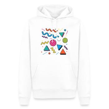 Neon-Geometrie: Knallige Formen - Männer Premium Bio Hoodie - Weiß - Vorne - Nico (187cm)