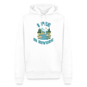 I Pee In Rivers – Funny Outdoor & Camping - Men’s Premium Organic Hoodie - white - Front - Nico (187cm)