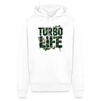 Turbo Life Camouflage Lettering Army Style - Men’s Premium Organic Hoodie - white - Front - Nico (187cm)