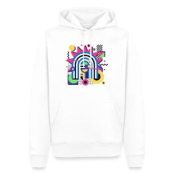 Design de formes graphiques colorées rétro de Memphis - Sweat à capuche Premium bio Homme - blanc - Devant - Nico (187cm)