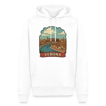 Verona Arena Italy Retro Travel Badge Sticker - Men’s Premium Organic Hoodie - white - Front - Nico (187cm)