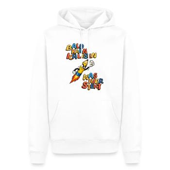 Einschulungs Shirt – Bald kann ich lesen - Männer Premium Bio Hoodie - Weiß - Vorne - Nico (187cm)