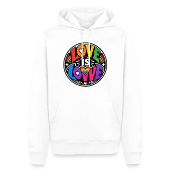 Love Is Love Regenbogen Statement Retro CSD - Männer Premium Bio Hoodie - Weiß - Vorne - Nico (187cm)