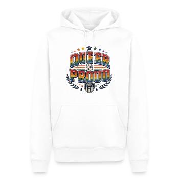 Queer & Proud Baseball T-Shirt Vintage Pride - Männer Premium Bio Hoodie - Weiß - Vorne - Nico (187cm)
