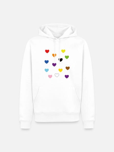 Rainbow Hearts – Inklusive Pride-Farben - Männer Premium Bio Hoodie - Weiß