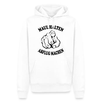 Maul halten Abflug machen Schnauze halten - Männer Premium Bio Hoodie - Weiß - Vorne - Nico (187cm)