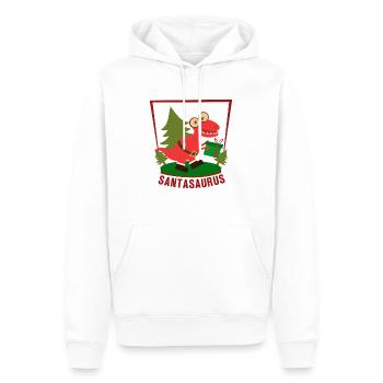 Idée de cadeau de Noël Santa Saurus Dino - Sweat à capuche Premium bio Homme - blanc - Devant - Nico (187cm)