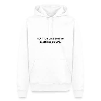 Soit tu subis soit tu met les coups - Nekfeu - Sweat à capuche Premium bio Homme - blanc - Devant - Nico (187cm)