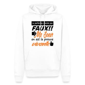 La perfection existe et ma soeur en est la preuve - Sweat à capuche Premium bio Homme - blanc - Devant - Nico (187cm)