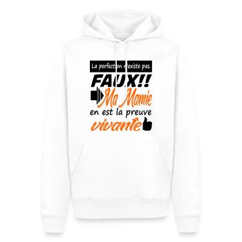 Ma Mamie est parfaite / message d'amour touchant - Sweat à capuche Premium bio Homme - blanc - Devant - Nico (187cm)