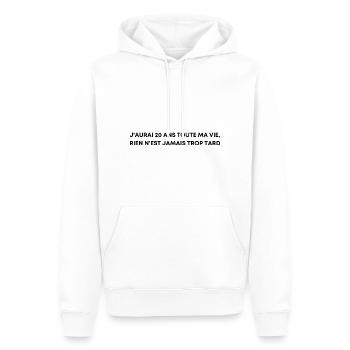 J'aurai 20 ans toute ma vie - Orelsan - Sweat à capuche Premium bio Homme - blanc - Devant - Nico (187cm)
