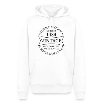 Vintage 39e anniversaire Né en 1984 Vintage 39 ans - Sweat à capuche Premium bio Homme - blanc - Devant - Nico (187cm)