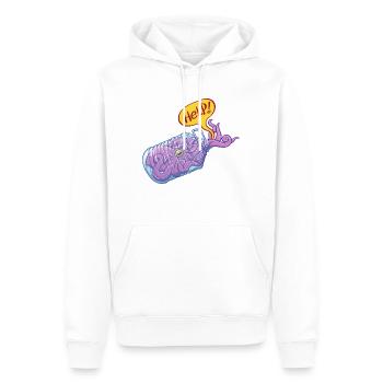 Octopus inside plastic bottle asking for help - Men’s Premium Organic Hoodie - white - Front - Nico (187cm)