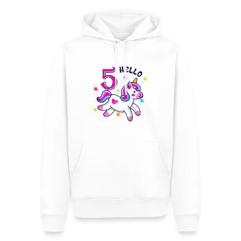 Hello FIVE Unicorn, Cinquième anniversaire, Magical Unicor - Sweat à capuche Premium bio Homme - blanc - Devant - Nico (187cm)